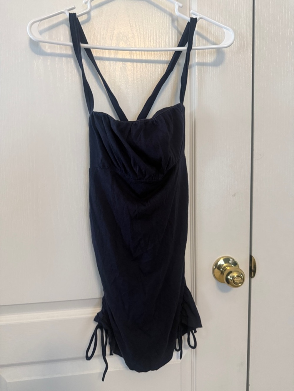 Victoria's Secret Navy Ruched Strap Camisole built in bra support top.
